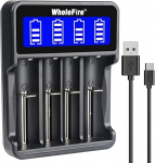 WholeFire Universal 18650 Charger, LCD Screen Intelligent USB 18650 Battery Charger for NI-MH NI-Cd A AA AAA, Rechargeable Li-ion 18650 26650 18490 17670 17500 16340 14500 Battery