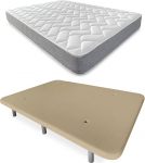 DU&Eacute;RMETE ONLINE BEIGE FULL BED WITH REVERSIBLE Viscotec Mattress + Reinforced Padded Base 6 Legs Wooden 150 x 190 cm