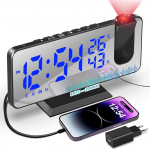 Projection Alarm Clock Radio Alarm Clock with USB Connection Digital Alarm Clock with Projection Dual Alarm 12/24H LED Display 180&deg; Projector 4 Projection Brightness for Bedroom Office