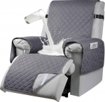 RAPRAP Reclining Chair Protector 100% Waterproof Recliner Chair Cover 1 Seater with 6 Pockets 25" Grey 1 Seat