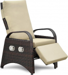 ART TO REAL Recliner Chair with Reclining Function, Garden Furniture, Weatherproof, Positions, Height-Adjustable Recliner Lounger, Garden, Deckchair, Balcony, Garden, Rattan Armchair Made of