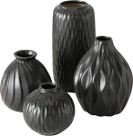 Boltze Zalina 1019192 Vase Set of 4 (Black, Flower Vase, Ceramic Vase for Flowers, Dried Flowers, Pampas Grass, Height 9-15 cm, Vase Set)