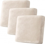 H.VERSAILTEX Samt-Stretch-Couch-Kissenbezug, Pl&uuml;schkissen-Schonbezug f&uuml;r Stuhl, Zweisitzer, Sofa, M&ouml;belschutz, Sitzkissen, Sofabezug (3 St&uuml;ck, XL-Sofakissenbez&uuml;ge, Elfenbein)