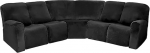 Velvet Stretch Diivan katab L kuju diivanikatte diivanile libisemisvastane m&ouml;&ouml;bli kaitsja paks pehme pestav must