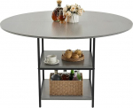 VEVOR Round Dining Table Kitchen Table Wooden Table (120 cm / 136.1 kg Load Capacity) for 2-4 People Modern Leisure Tables with Shelf and Metal Legs for Kitchen Home Living Room Grey (Table Only)