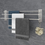 Vista SUS304 Towel Rail 3 Bars No Drilling 75 cm Stainless Steel Self-Adhesive Towel Holder Silver Bathroom Towel Holder with Two Hooks for Kitchen, Bathroom, Bedroom Silver
