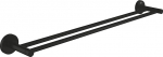 GROHE Start 412032430 Double Towel Holder for 2 Large Hand Towels 65 cm Wide Drilling Distance 60 cm Includes Dowels and Screws Concealed Fixing Round Black