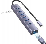 USB 3.0 Hub, 7 USB 3.0 porti, 5 V lisatoiteport, alumiiniumist Ethernet adapter, v&otilde;rguadapter s&uuml;learvutile, m&auml;lupulgale, k&otilde;vakettale, printerile, klaviatuurile, hiirele