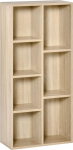 HOMCOM Bookcase, Living Room Shelf, Bookcase, Standing Cabinet with 7 Compartments, Oak Chipboard, 50 x 24 x 106 cm