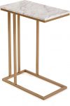 Versa Padua Side Table for Living Room, Bedroom or Kitchen Modern Low Table Measures 61 x 26 x 46 cm (H x L x W) Wood and Metal Marble and Gold