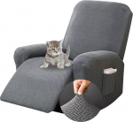 4-osaline tugitooli kate, k&otilde;ikeh&otilde;lmav toolikaitsja tugitoolile, tugitoolikaitsja teleritoolile, t&auml;ielik tugitoolikate, Stretch tugitoolikate koos taskute (tumehall)