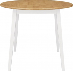 Hallowood Ledbury LEB-RTAB920-W Small Round Wooden Dining Table | 100% Solid Rubberwood, White Painted Body with Light Oak Finish