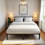 Voodiraam 140 x 200 cm, metallist kaheinimesevoodi raam magamistoas koos liistudega - must