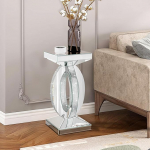 Peegelklaasist k&uuml;ljelaud teemantitolmu mustriga, h&otilde;bedane akentne k&uuml;ljelaud, v&auml;ike peegliga kohvilaud elutuppa ja magamistuppa, 30 x 30 x 66 cm, 30 x 30 x 66 cm