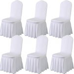 Qubjus toolikatted koos seelikuga Parsons Chair Slipcover Stretch Spandex s&ouml;&ouml;gitoa toolikatted komplekt 6 pulmatseremoonia jaoks Home Hotel (valge, 6 t&uuml;kki)