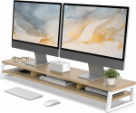 Fenge Dual Monitor Stand Riser 108 cm suur arvutiekraani statiiv PC/Laptop/Fax/Printer/TV jaoks, laua korraldaja, kandev&otilde;ime 45 kg (Tamm)