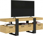 TV kapp 140 cm, Lowboard kuni 65-tollise televiisori jaoks, 2 sahtlit ja 2 ust, t&ouml;&ouml;stuslikus stiilis, sobib elutuppa/kambrisse, Anti-Oak + must, 140 x 40 x 50 cm.