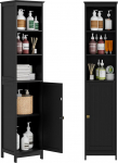 RRX Tall Bathroom Storage Cabinet, kitsas vannitoa kapp ukse ja riiuliga, 13,8 "L x 12,6" W x 63" H, vabalt seisev &otilde;huke kapp koos kallutatava kaitsepaneeliga k&ouml;&ouml;gi hoiustamiseks