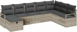 8-teiliges Garten-Sofa-Set mit Kissen Hellgraues Poly-Rattan Gartenlounge Model3360563