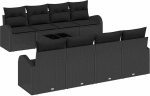 9-teiliges Garten-Sofa-Set mit Kissen in Schwarz Poly-Rattan Gartenlounge Model3345973