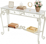 Konsoollaud, 47 tolli, karastatud klaasist diivanilaud metallist raamiga, konsoollauad elutuppa, sissep&auml;&auml;suks, koridoriks, fuajeesse, reguleeritavad jalad (valge)