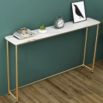 Moderner Marmor-Konsolentisch, schmaler Sofatisch, eleganter Eingangstisch, Gold-Akzent, 120 x 20 x 75 cm, stilvolle schmale Konsole f&uuml;r Wohnzimmer & Flur