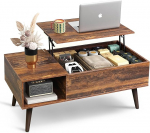 WLIVE Reguleeritava k&otilde;rgusega kohvilaud koos panipaigaga, pikendatava laua ja avatud lahtritega elutoa laud, ristk&uuml;likukujuline kohvilaud elutuppa, rustikaalne pruun