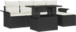 8-teiliges Garten-Sofa-Set mit Kissen Schwarz Poly-Rattan, 2-Sitzer Garten-Sofa mit Stauraum & Kissen Schwarz Poly-Rattan Gartenlounge Model3357060