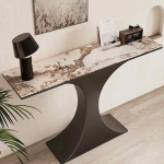 Generisch Moderner Konsolentisch aus geb&uuml;rstetem Edelstahl mit Marmorplatte, stilvoller Beistelltisch f&uuml;r Eingangsbereich, Flur oder Sofa, Schwarze Ausf&uuml;hrung, 100 cm/39,4 Zoll - ideal f&uuml;r Wohnzimmer