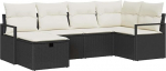 6-teiliges Garten-Sofa-Set mit Kissen Schwarz Poly-Rattan, 2-Sitzer Garten-Sofa mit Stauraum & Kissen Schwarz Poly-Rattan Gartenlounge Model3360508