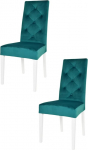 t m c s Tommychairs 2 moodsa Chantal tooli komplekt k&ouml;&ouml;ki ja s&ouml;&ouml;gituppa, vastupidav struktuur lakkitud p&ouml;&ouml;gipuidust, valge, polsterdatud ja veesinise sametiga polsterdatud