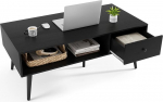 LIFEZEAL Ristk&uuml;likukujuline kohvilaud, puidust elutoa laud, diivanilaud, teelaud hoiuruumiga, t&ouml;&ouml;stuslik disain, 109 x 55 x 39,5 cm (must)