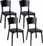 MORDEER Solid Wood Dining Room Chairs Set of 4, Mid Century Modern Dining Table Chairs, Farmhouse Style Armless Kitchen Chairs for Kitchen, Garden, Living Room, Restaurant, Balcony, Black