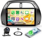4G + 64G Rimoody autoraadio Android Toyota RAV4 2001-2006 9-tolline siseside stereo RAV4 koos juhtmevaba Carplay Android auto WiFi navigatsioon GPS peeglilink Bluetooth FM/RDS/EQ roolijuhtimispuldiga