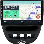 Android 14 Autoradio Peugeot 107 Toyota Aygo Citroen C1 (2005-2014)-2 DIN [Integreeritud traadita CarPlay/Android Car/GPS]-10.1 tolli IPS 2.5D 1280 x 600 koos kaameraga DAB / roolijuhtimispuldiga