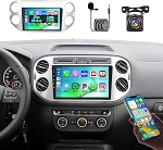 Roinvou 2+64G Android 15 autoraadio VW Tiguan 2006-2016 juhtmevaba Carplay ja Android Car, 9-tolline puuteekraaniga raadio koos Mirror Link WiFi GPS Bluetooth EQ FM/RDS SWC tagurduskaameraga