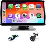 7 Zoll Wireless Carplay Display, Apple Carplay Android Auto Display mit 1080P HD tagasis&otilde;idukaamera, GPS navigatsioon, Freisprecheinrichtung, Mirror Link, FM, Einfacher Einbau