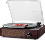 Vin&uuml;&uuml;lplaadim&auml;ngija, Bluetooth kaasaskantav vin&uuml;&uuml;lplaadim&auml;ngija 3 kiirusega 33/45/78 RPM ja sisseehitatud 2 stereok&otilde;larit - naturaalne puit