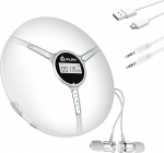 KLIM Discman kaasaskantav CD-m&auml;ngija sisseehitatud akuga - koos KLIM Fusion k&otilde;rvaklappidega Kompaktne mini kaasaskantav CD-m&auml;ngija, &uuml;hildub CD-R, CD-RW ja MP3-ga - Discman CD-m&auml;ngija - valge