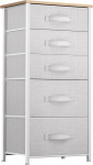 YITAHOME Chest of Drawers with 5 Drawers, Cupboard, Fabric Drawers with Handles, with Sturdy Steel Frame, Durable, Light Grey