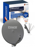 SCHWAIGER Satelliitantenni teras 80 cm Offset satelliitantenn 38,5 dB vastuv&otilde;tuv&otilde;ime koos LNB tugivarrega kaablijuhiga Multifeed sobilik eelpaigaldatud ilmastikukindel professionaalne reflektor antratsiitne