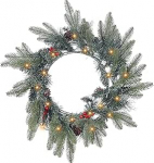 Valgesarveline j&otilde;ulup&auml;rg rohelise valgustusega Punased marjad k&auml;bid l&auml;bim&otilde;&otilde;t 50 cm