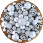 Giftsome komplekt 101 j&otilde;ulukuul - j&otilde;ulukuusekoristused - j&otilde;ulupuu kaunistus - purunematu - sise- ja v&auml;litingimustes kasutamiseks - plastist - l&auml;bim&otilde;&otilde;t 3/4/6 cm - matt, l&auml;ikiv, glitter ja lahtine