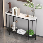 IYUESQ Rechteckiger Konsolen-Sofatisch, Eingangstisch, Moderne schmale Flurtische mit Regalen, 2-stufiger Stauraum f&uuml;r Flur-, Eingangs- und Wohnzimmerm&ouml;bel (schwarz, 100 cm)