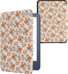 kwmobile Flip Case &uuml;hilduv Amazon Kindle (2022/2024) Case - eReader Case - kollased lilled kollane roheline beež