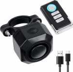 Jalgratta h&auml;ires&uuml;steem, 110 dB, USB-laetav h&auml;ires&uuml;steem koos kaugjuhtimispuldiga, vargusvastane vibratsioonisignaaliga jalgrattah&auml;ires&uuml;steem koos kaugjuhtimispuldiga