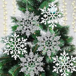 6 suurt valget h&otilde;bedast lumehelbeid ornamentide suur plastist Glitter lumehelbe talveks Indoor Outdoor j&otilde;ulupuu akna ruumi Decor Giant Craft lumehelbeid