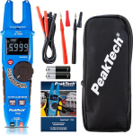 PeakTech 1700 - TRUE RMS Fork Current Clamp 200A AC Voltage Detector with LCD Display, Fork Shaped Clamp Meter, Non-Contact Voltmeter, Continuity Tester, Tester - Max 1000V, Blue