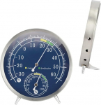 f&uuml;r Edelstahl Hygrometer Thermometer mit genauer Temperatur und Luftfeuchtigkeitsmessung Innen und Au&szlig;en Verwendung in Sauna, Haus, B&uuml;ro, Wand und Tischmontage