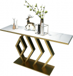 MOooy Console Table, Golden Console Sofa Table, Living Room Sofa Table with Storage Space, Entrance Table, Narrow Marble Table, 31.4 Inch